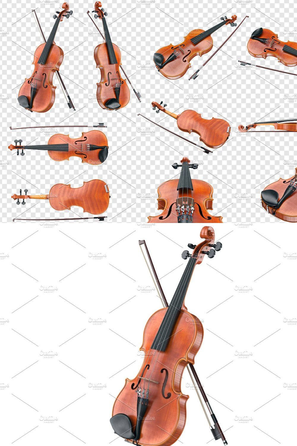 Violin musical equipment, set pinterest preview image.