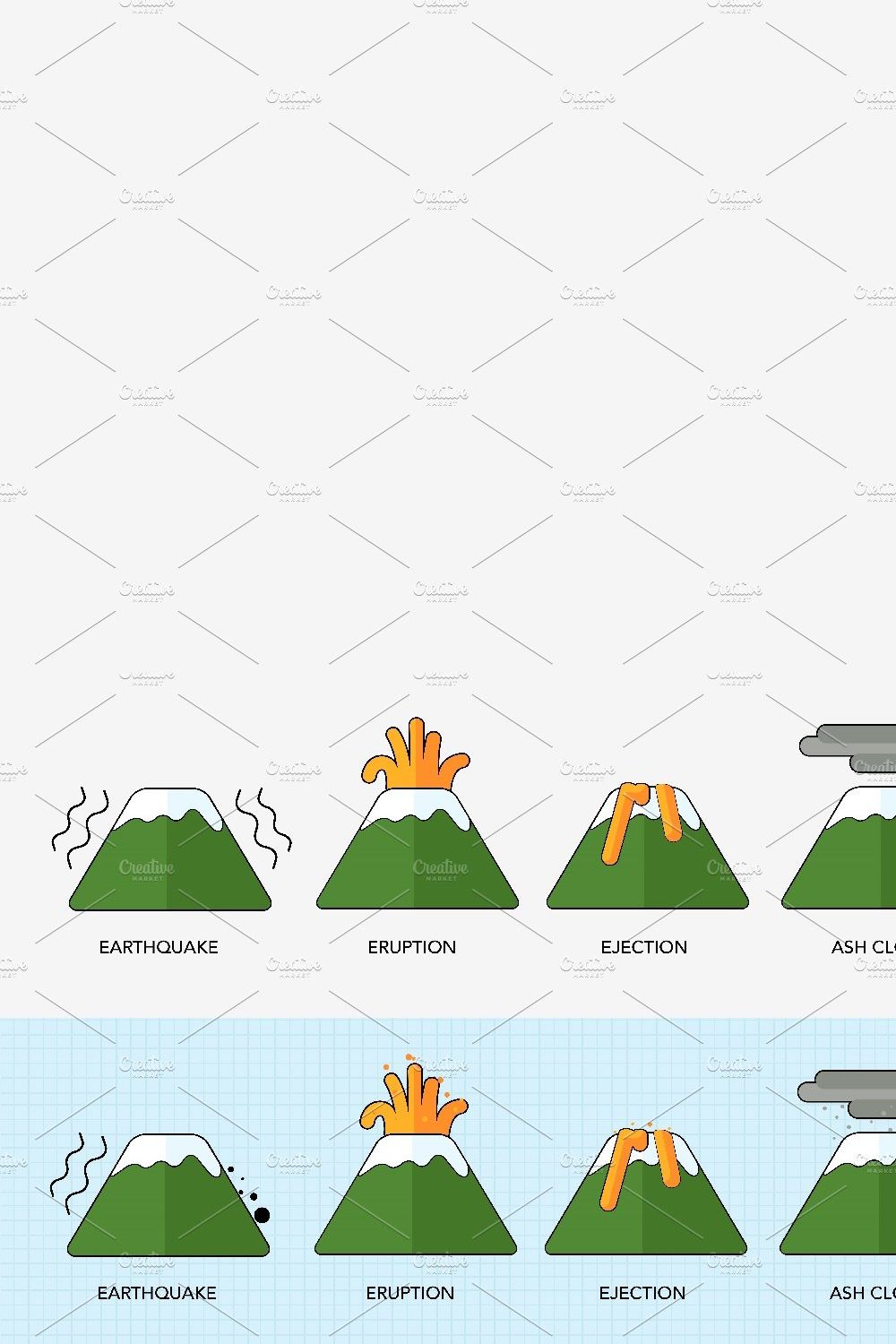 Volcano eruption logo pinterest preview image.