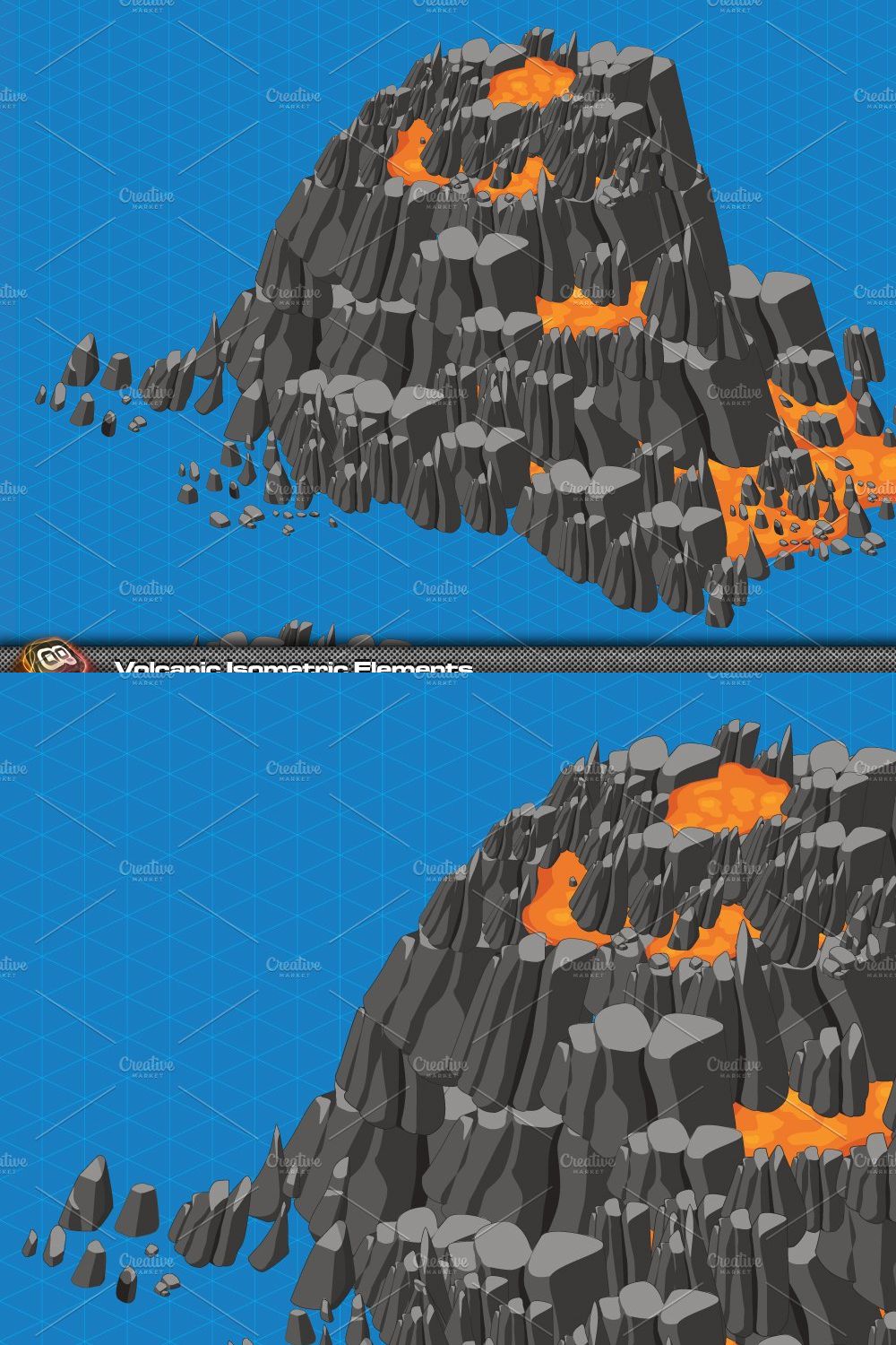 Volcano Isometric Elements pinterest preview image.