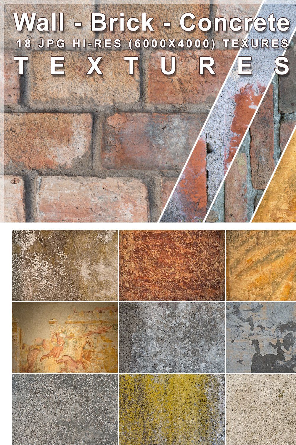 Wall - Brick - Concrete textures pinterest preview image.
