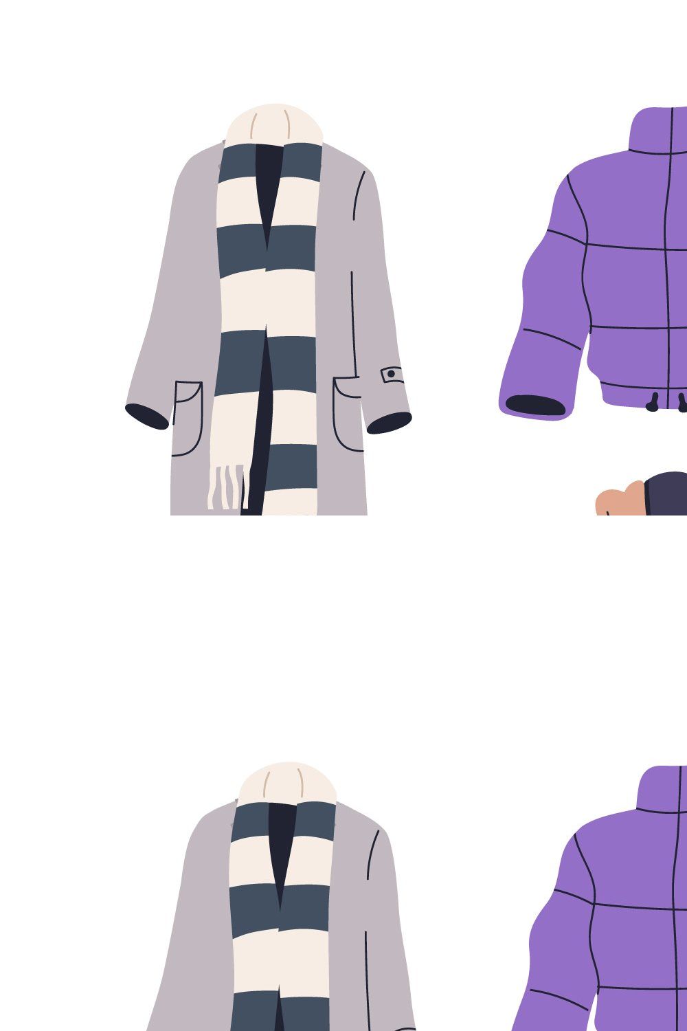 Warm clothes: jackets, coats set pinterest preview image.
