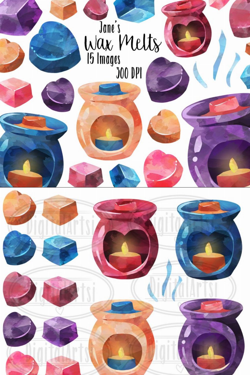 Watercolor Candle Warmers Clipart pinterest preview image.