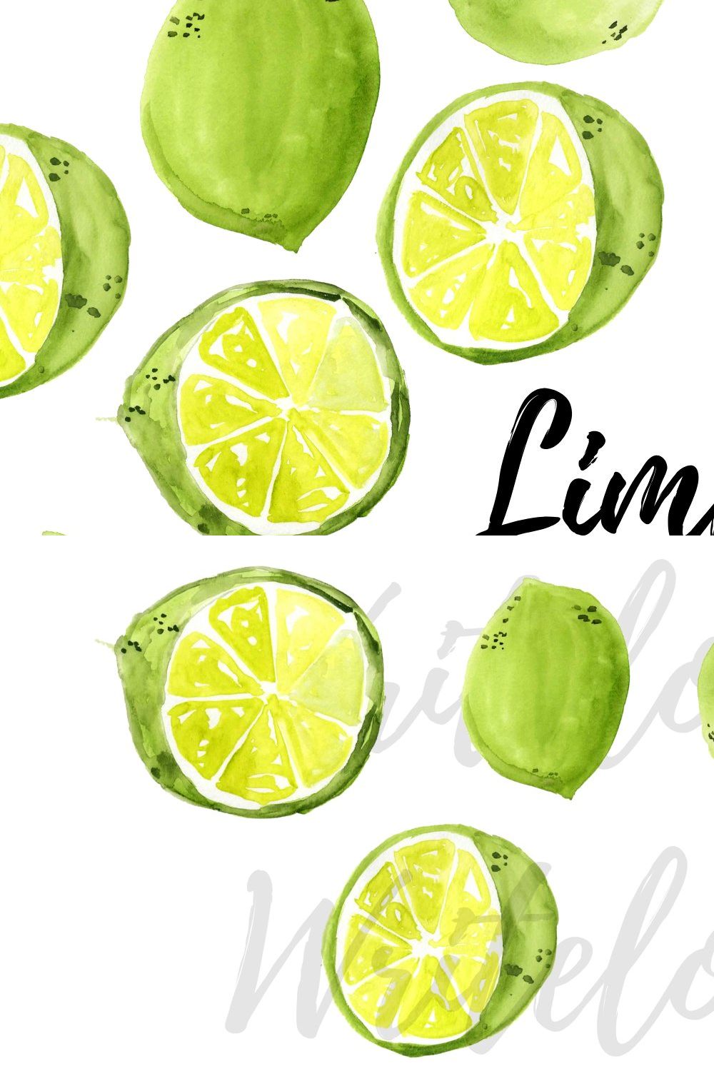 Watercolor citrus lime clipart pinterest preview image.