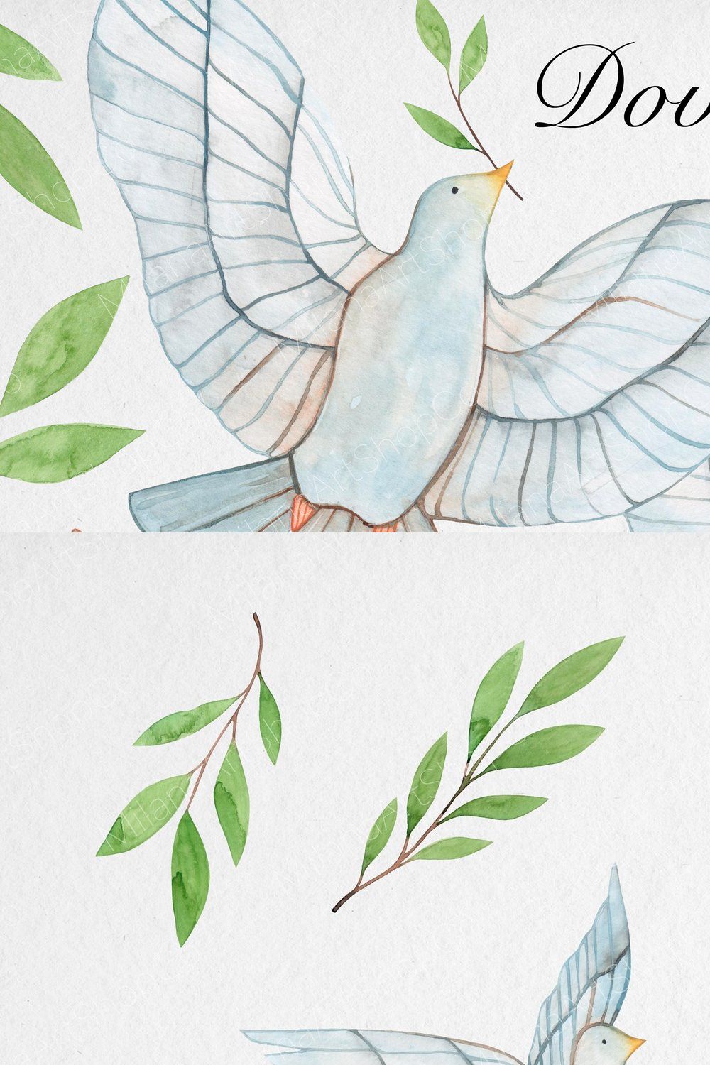 Watercolor Dove of Peace for Ukraine pinterest preview image.