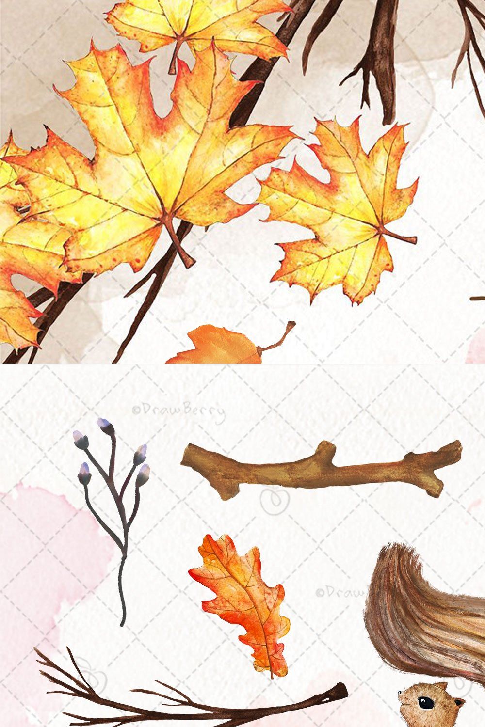 Watercolor Fall Autumn Clipart CP008 pinterest preview image.