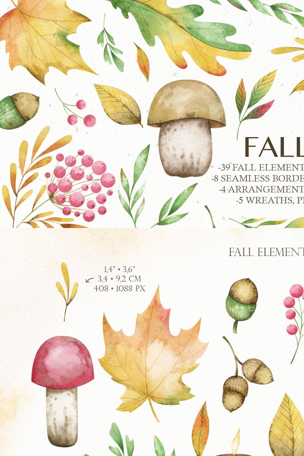 Watercolor fall clipart pinterest preview image.