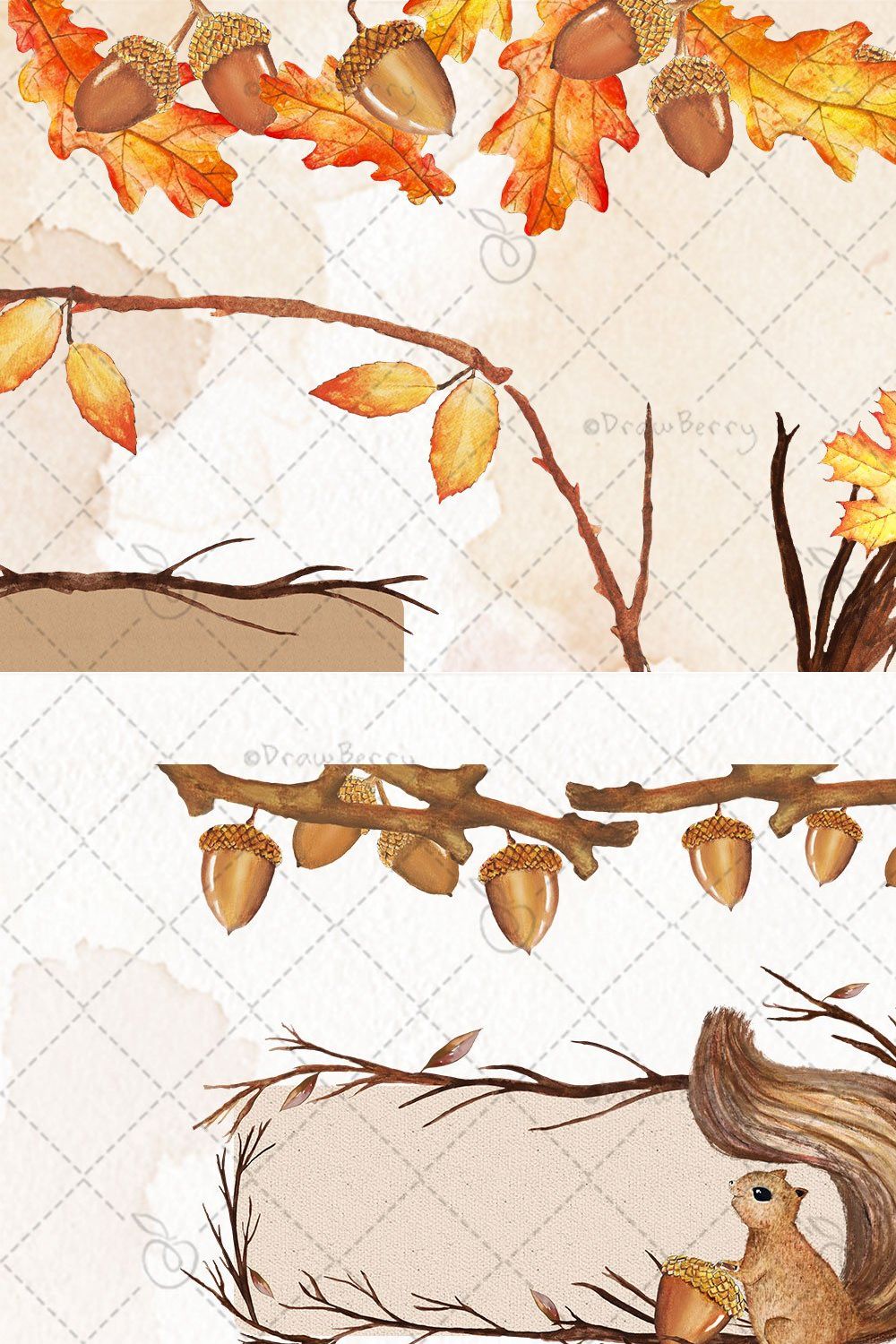 Watercolor Fall Wreath clipart CP009 pinterest preview image.