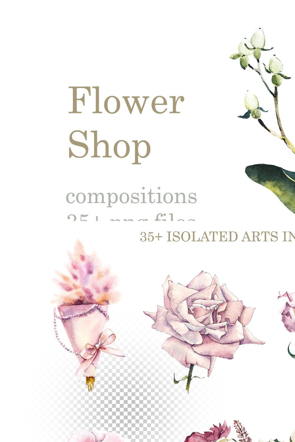 Watercolor Flower Shop pinterest preview image.