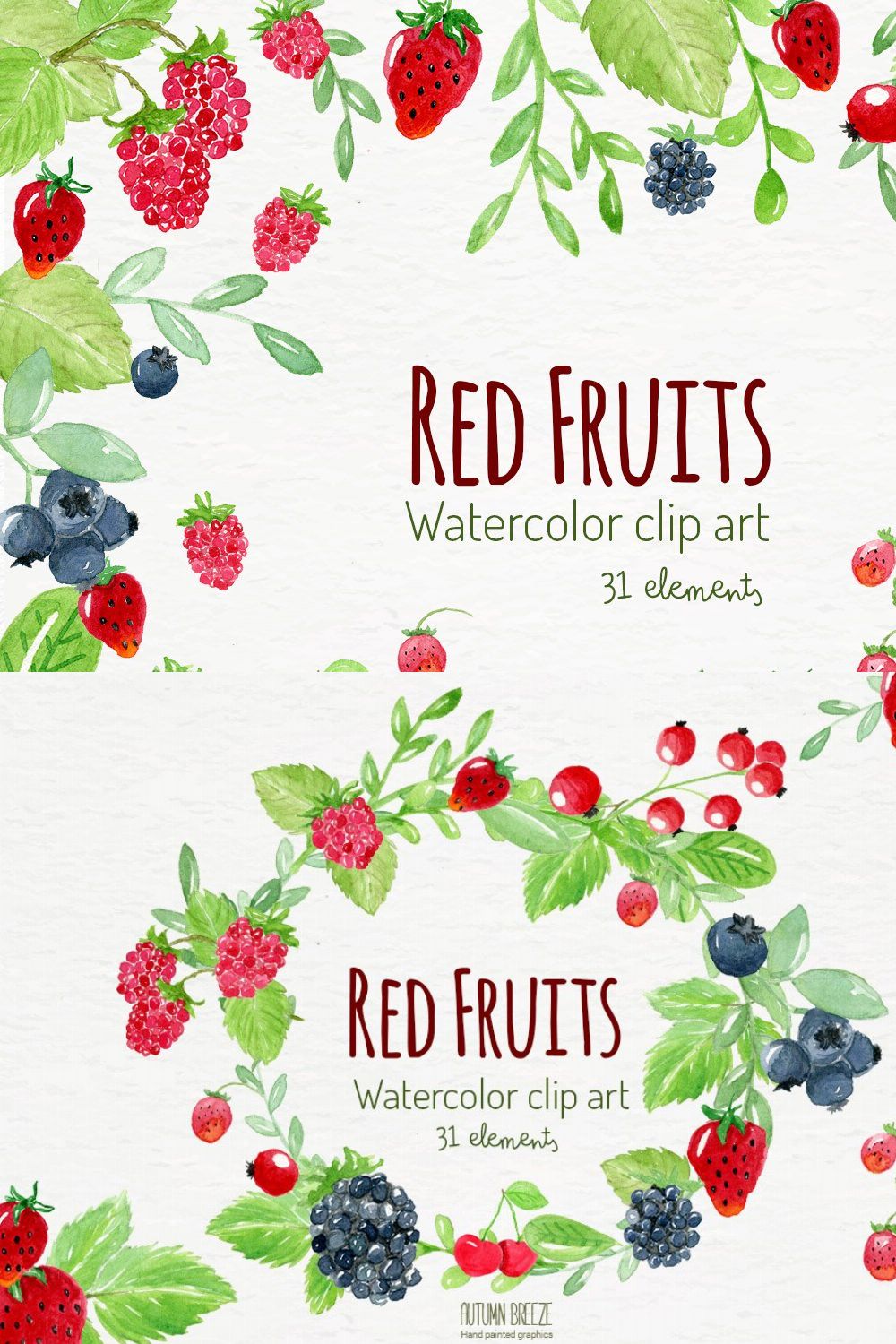 Watercolor fruits clipart pinterest preview image.