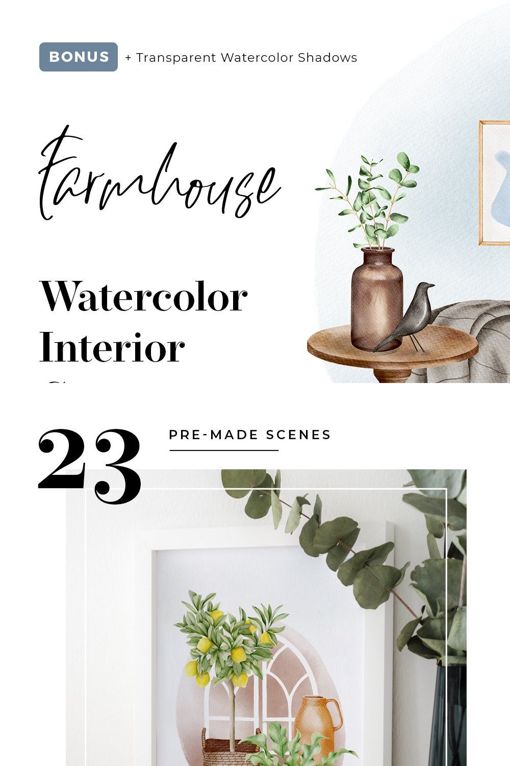 Watercolor Interior Creator pinterest preview image.