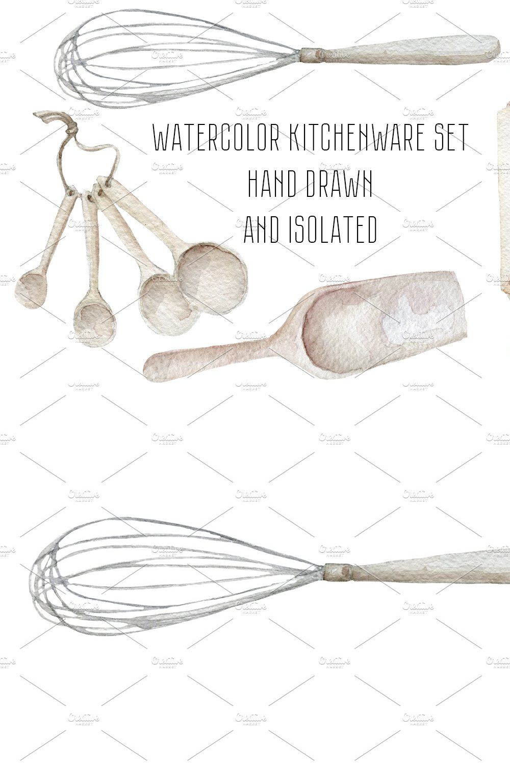 Watercolor kitchenware set pinterest preview image.