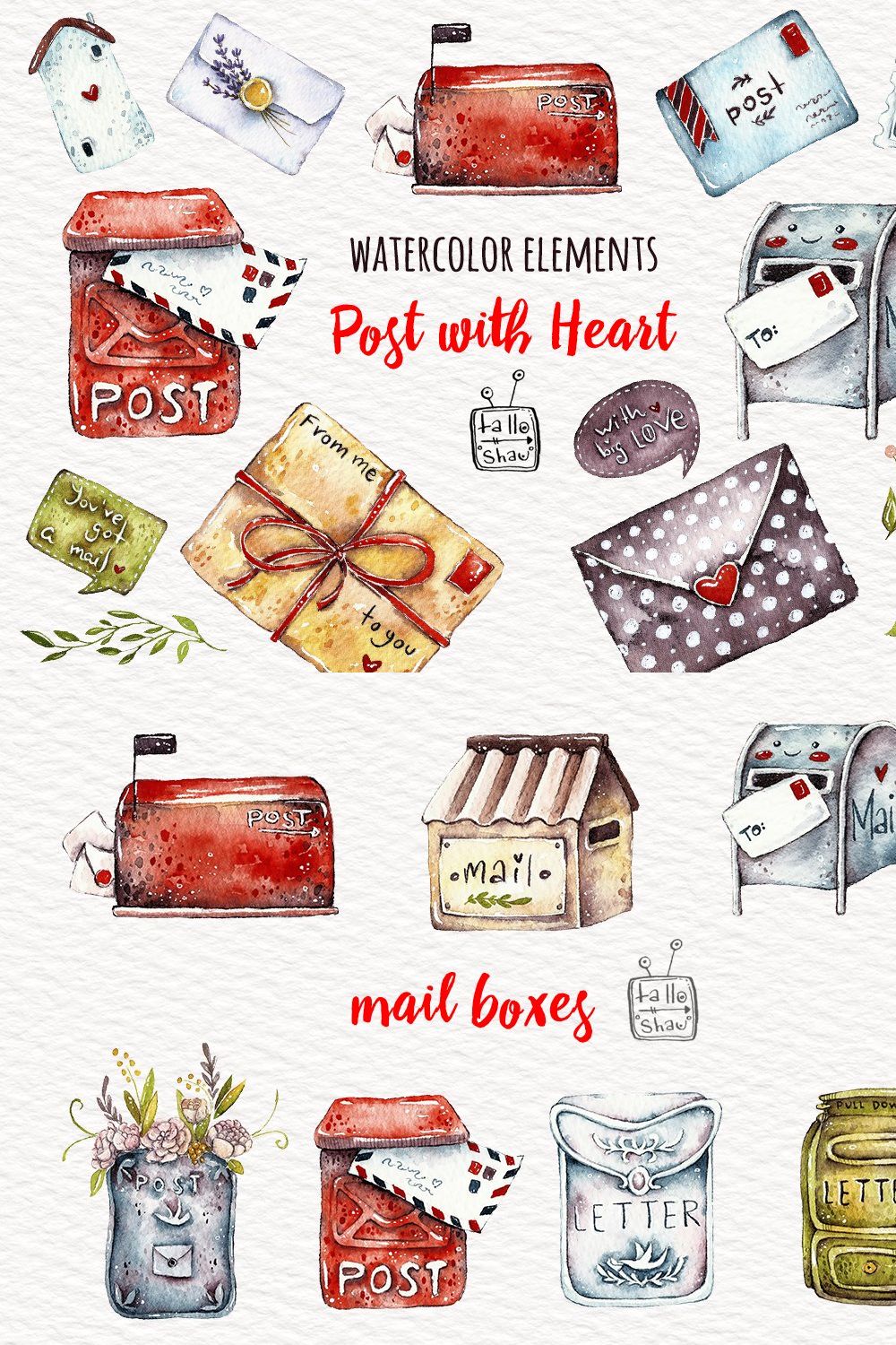 Watercolor post with heart pinterest preview image.