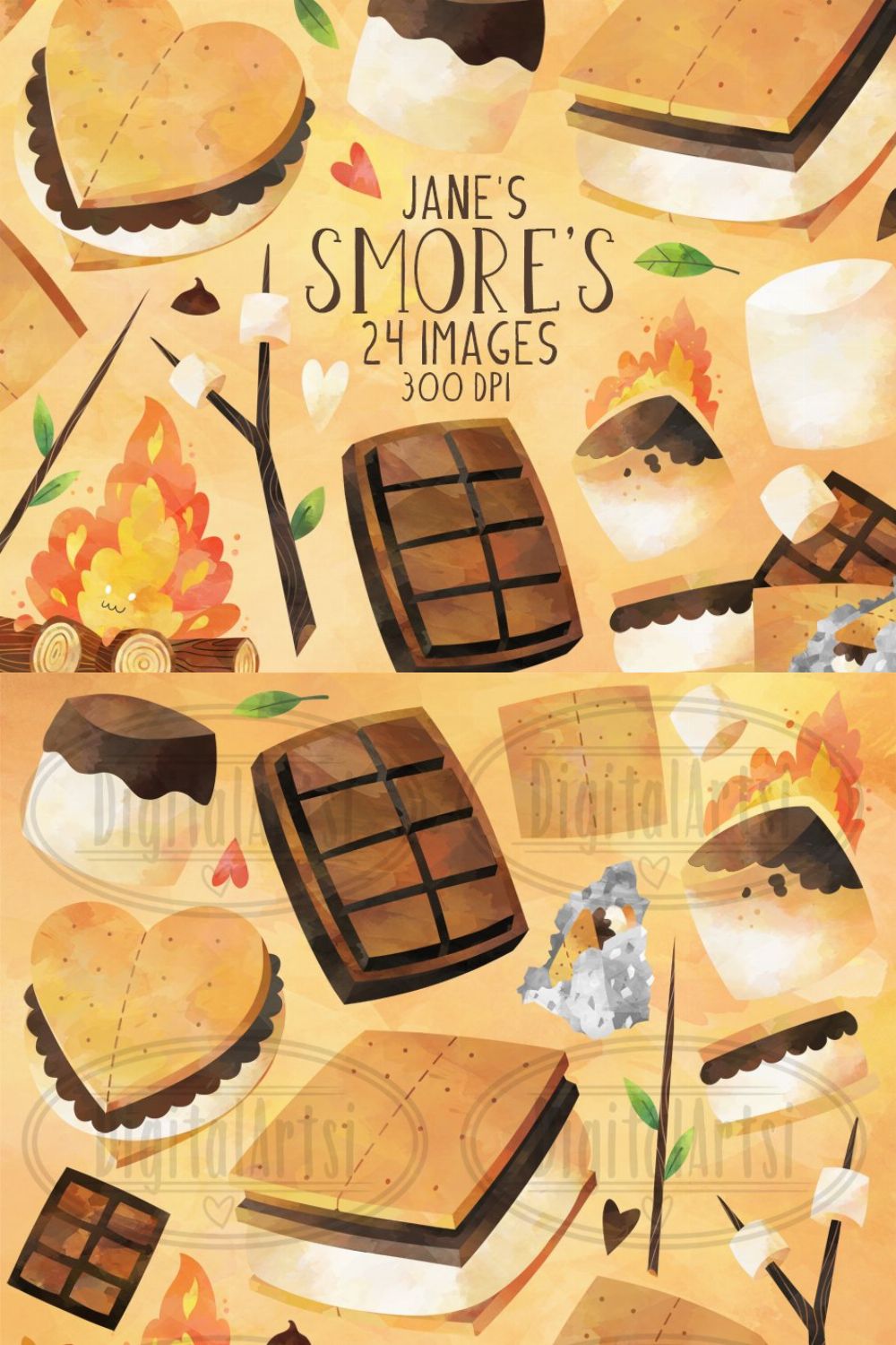 Watercolor Smores Clipart pinterest preview image.