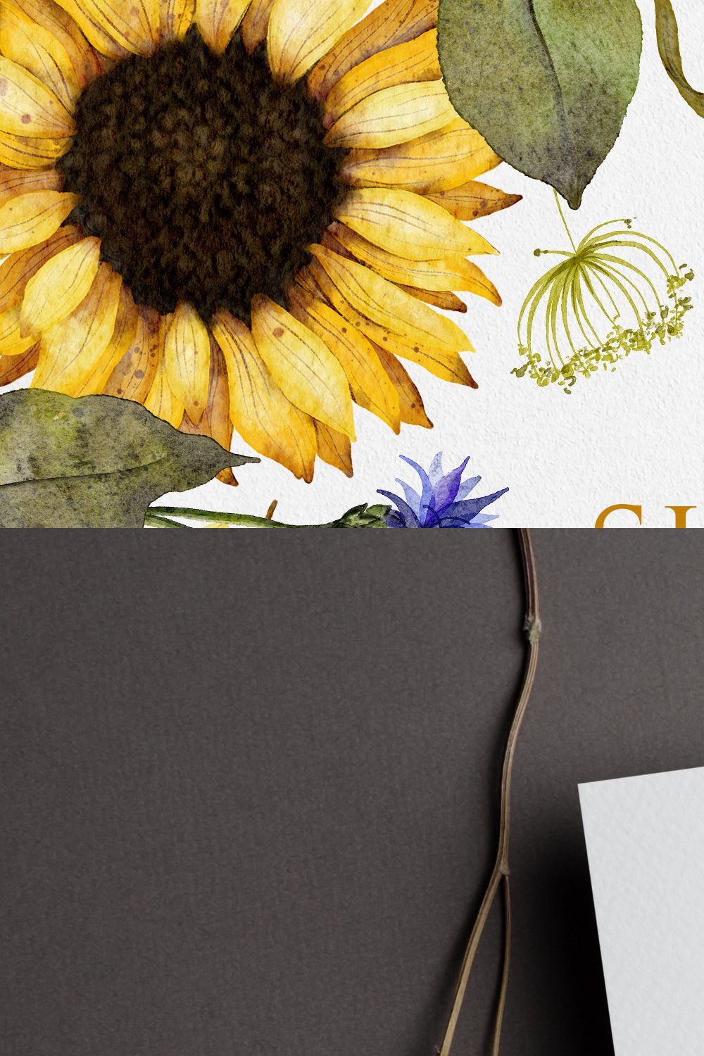 Watercolor Sunflowers Clipart pinterest preview image.