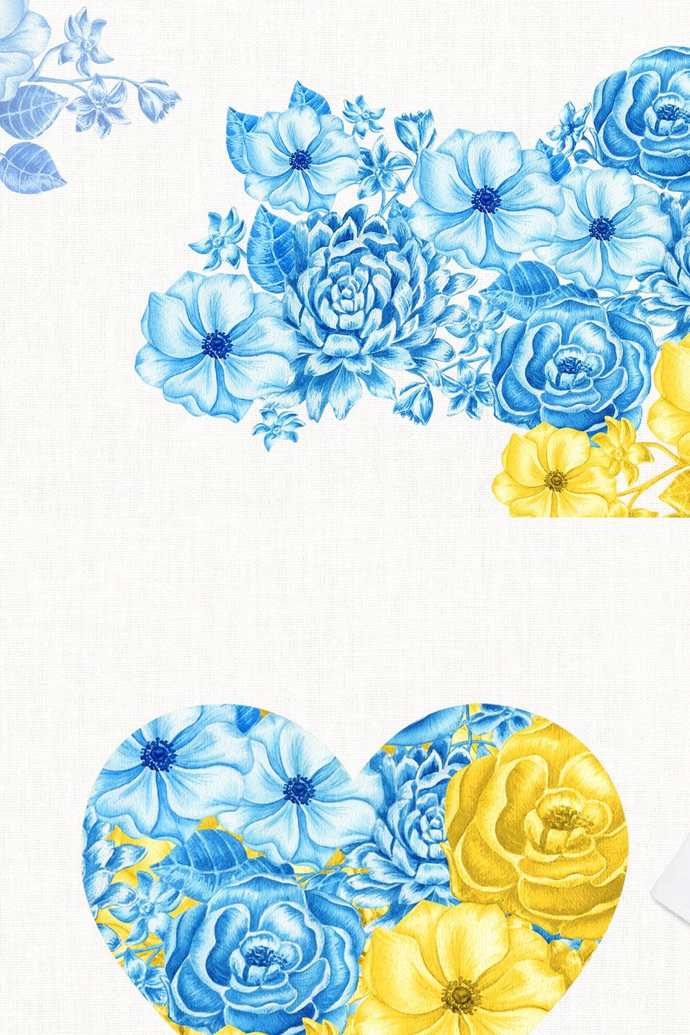 Watercolor Ukraine flower map pinterest preview image.