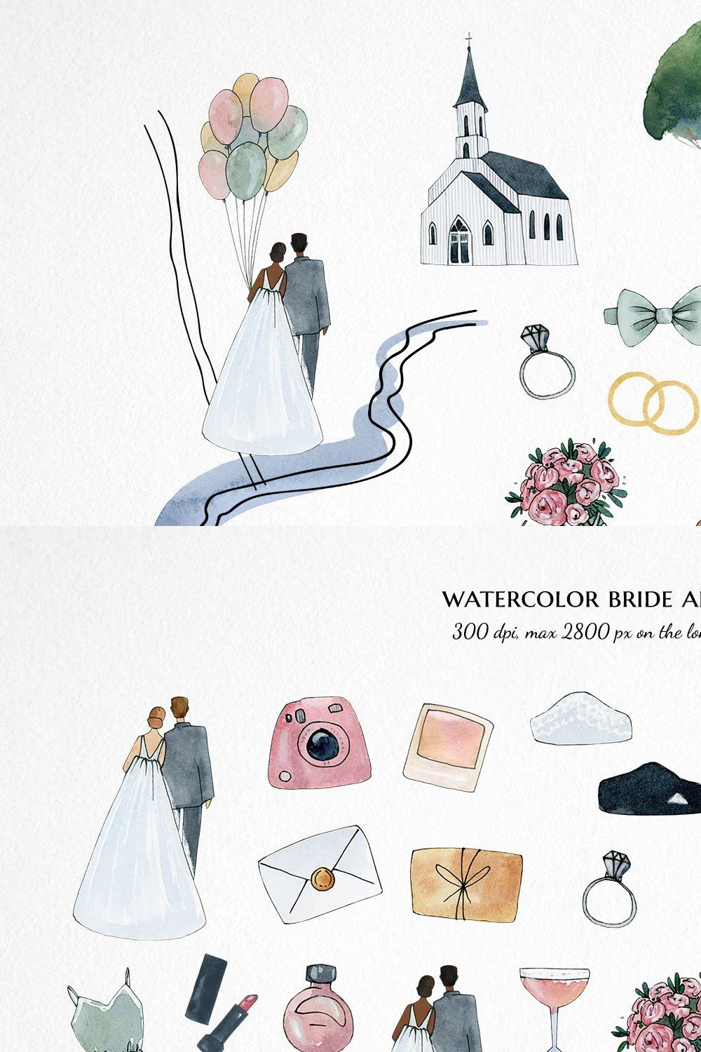 watercolor wedding bride clipart pinterest preview image.