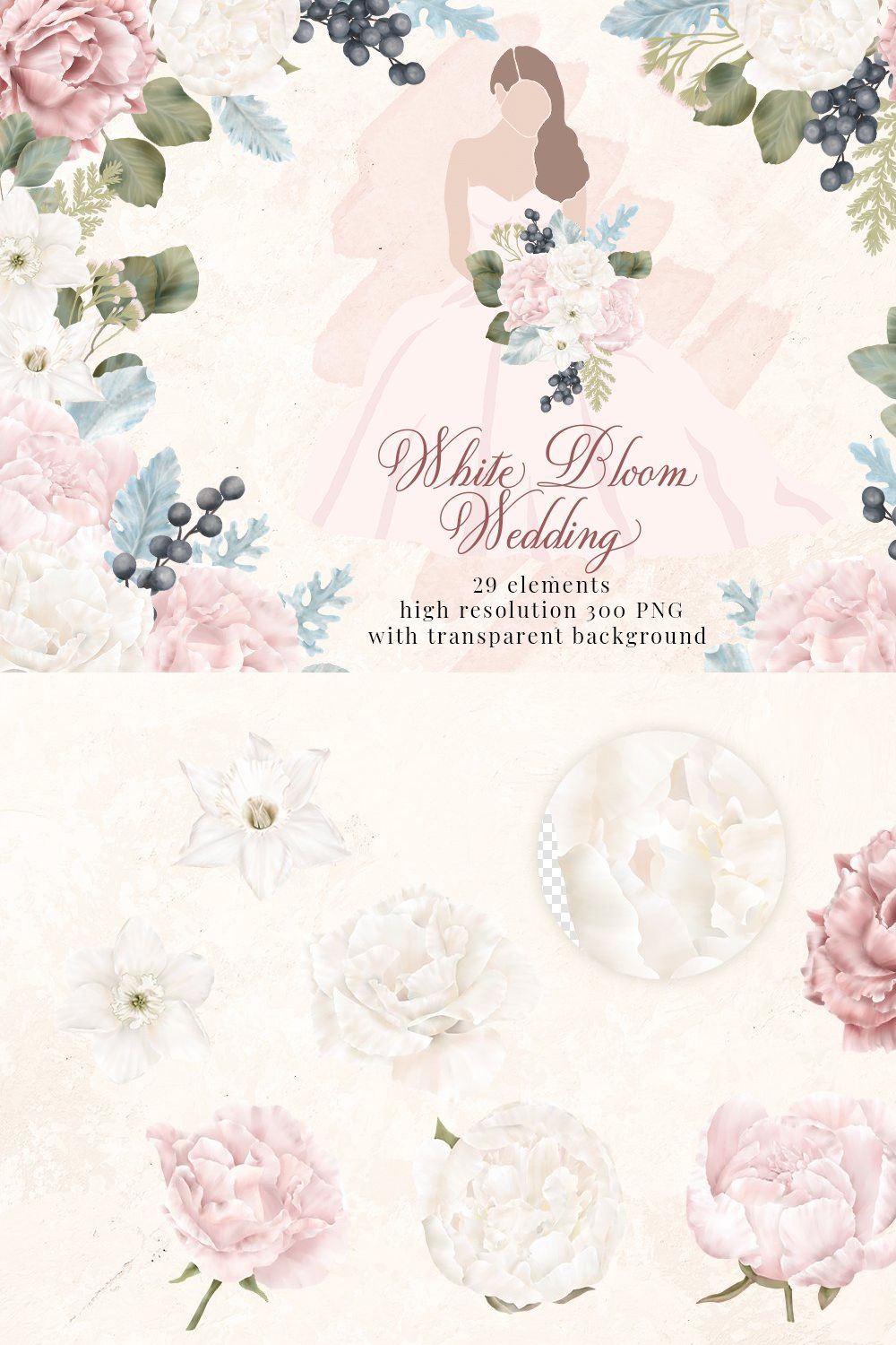 Wedding Bride Clipart Pink Flowers pinterest preview image.