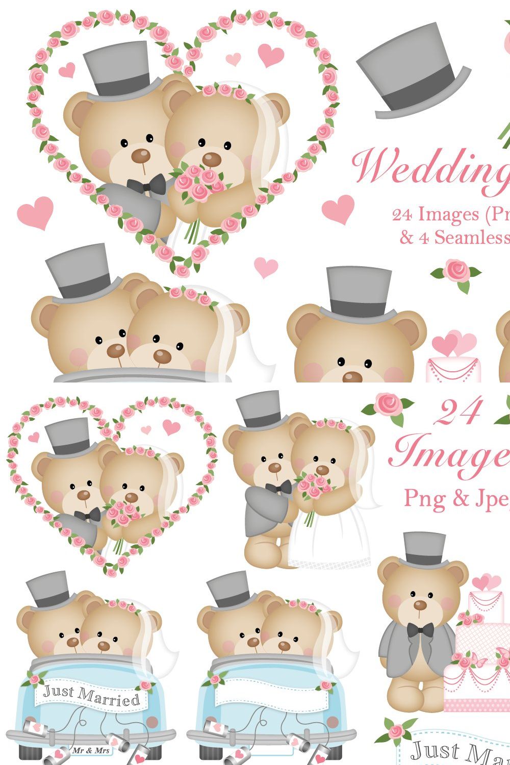 Wedding clipart,Bride and groom -C34 pinterest preview image.