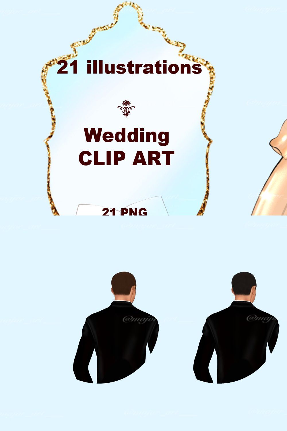 Wedding fashion Bride Clipart pinterest preview image.