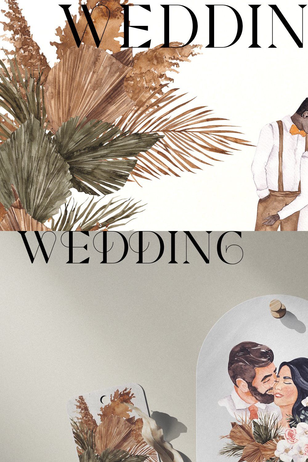 Wedding. Modern watercolor. pinterest preview image.