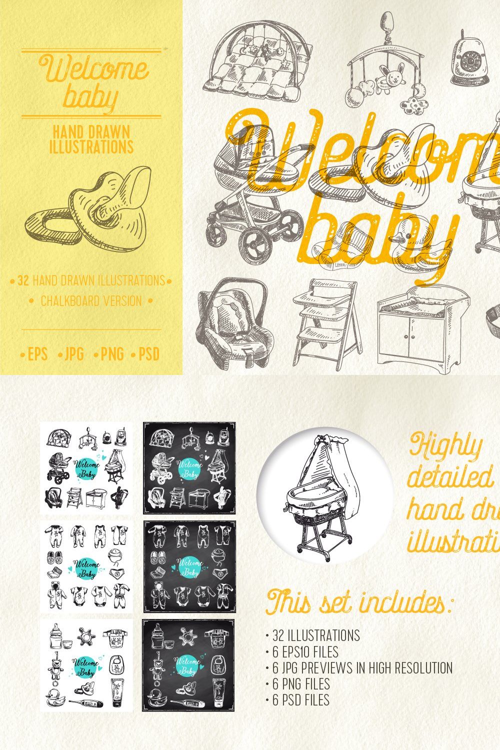 Welcome baby sketch illustrations pinterest preview image.