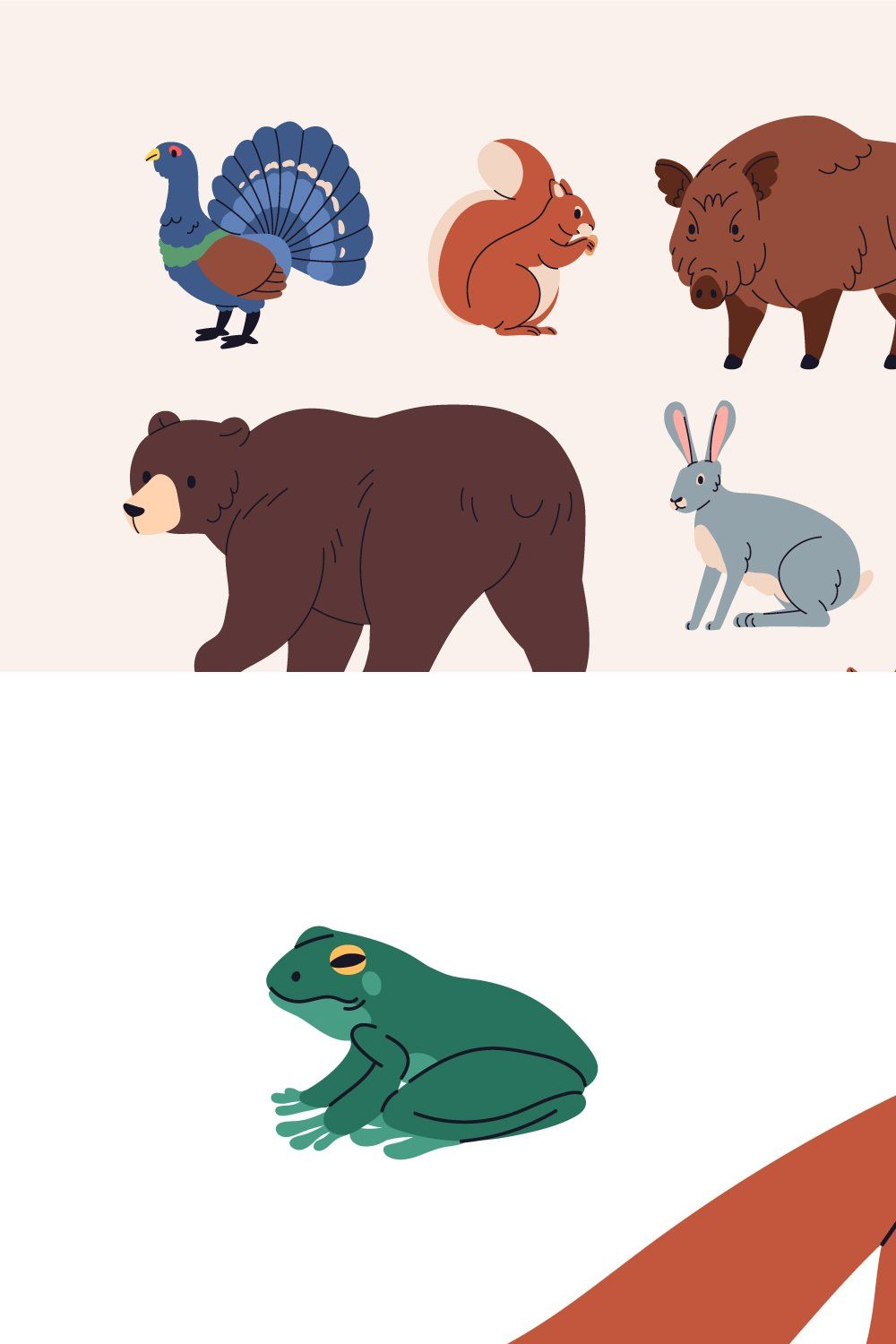 Wild forest animals and birds set pinterest preview image.