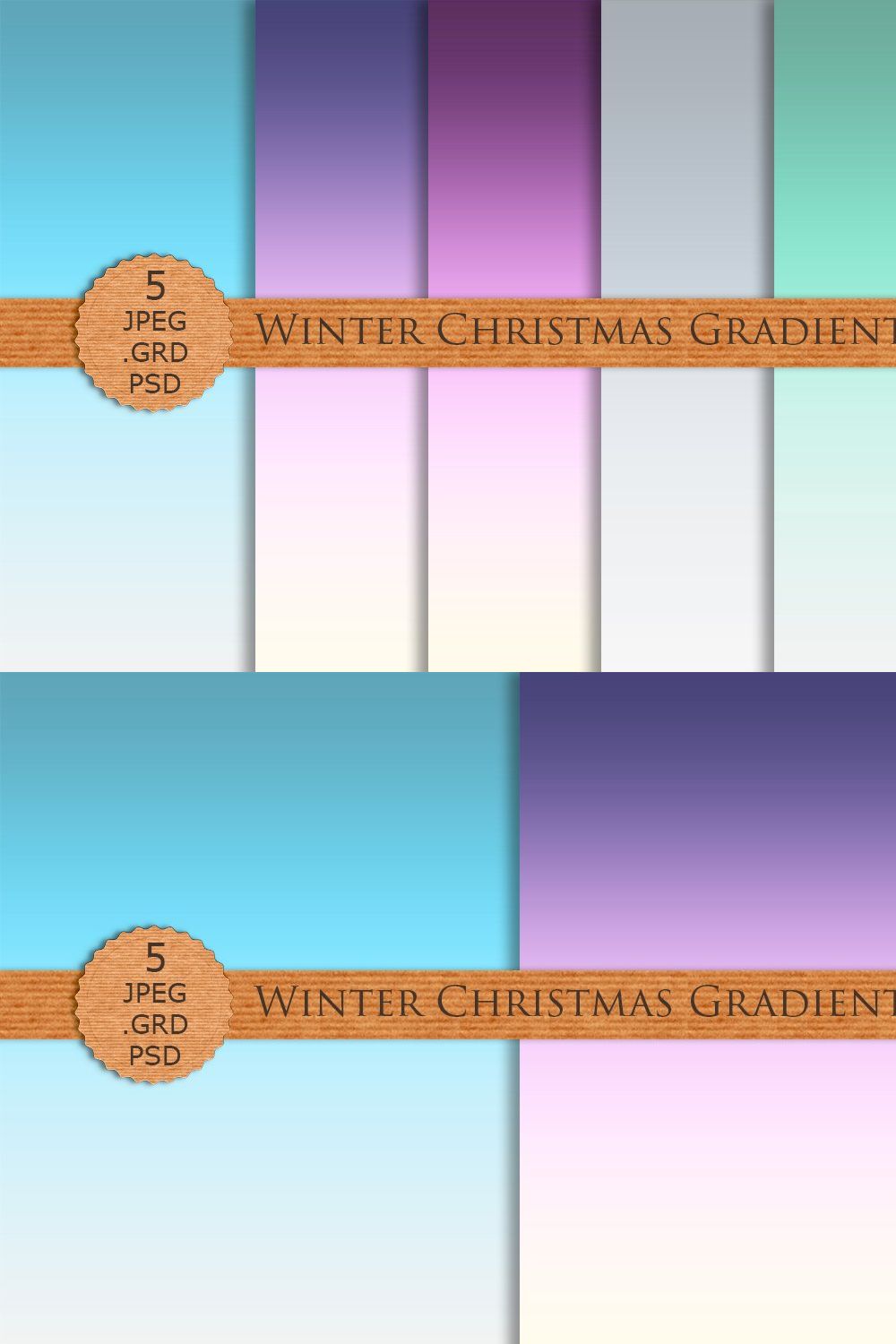 WINTER CHRISTMAS GRADIENTS Photoshop pinterest preview image.