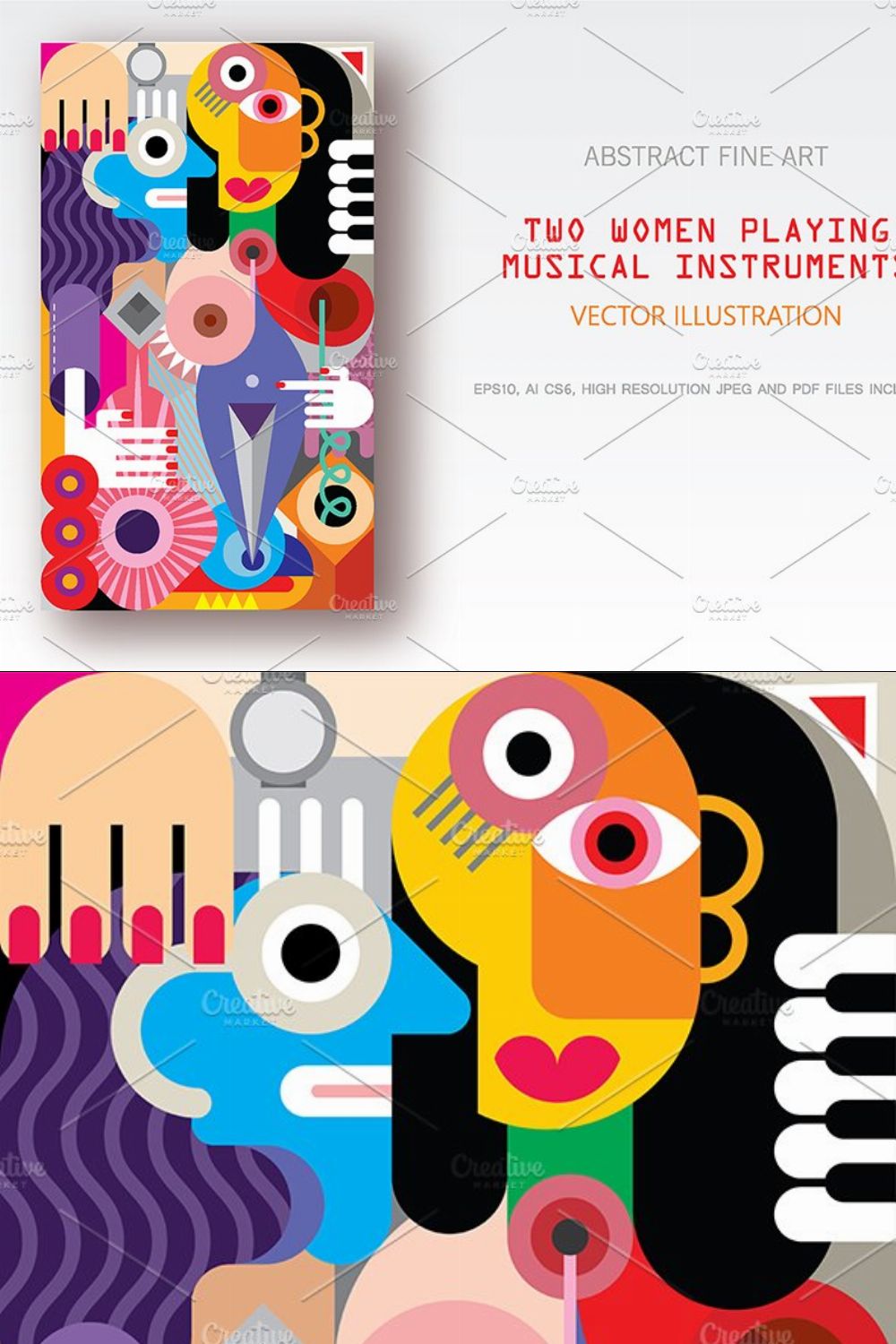 Women Playing Musical Instruments pinterest preview image.