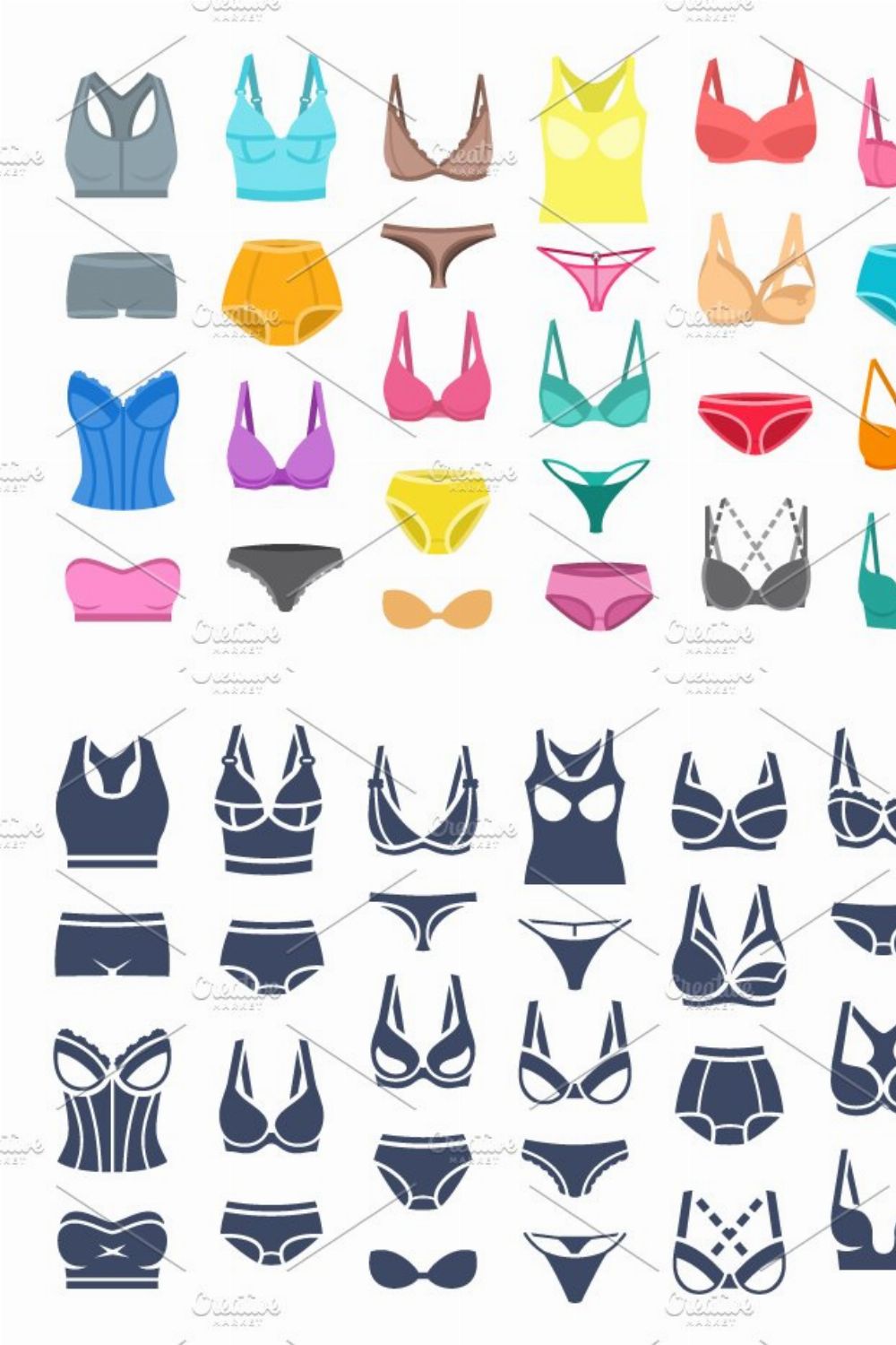 Women underwear design flat icons pinterest preview image.