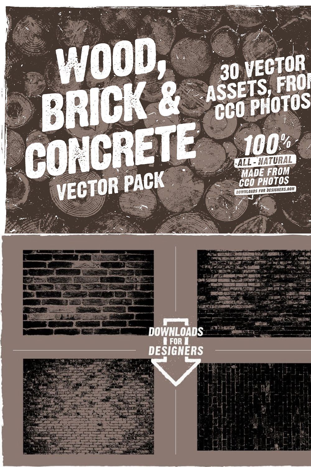 Wood, Brick & Concrete - Vector Pack pinterest preview image.