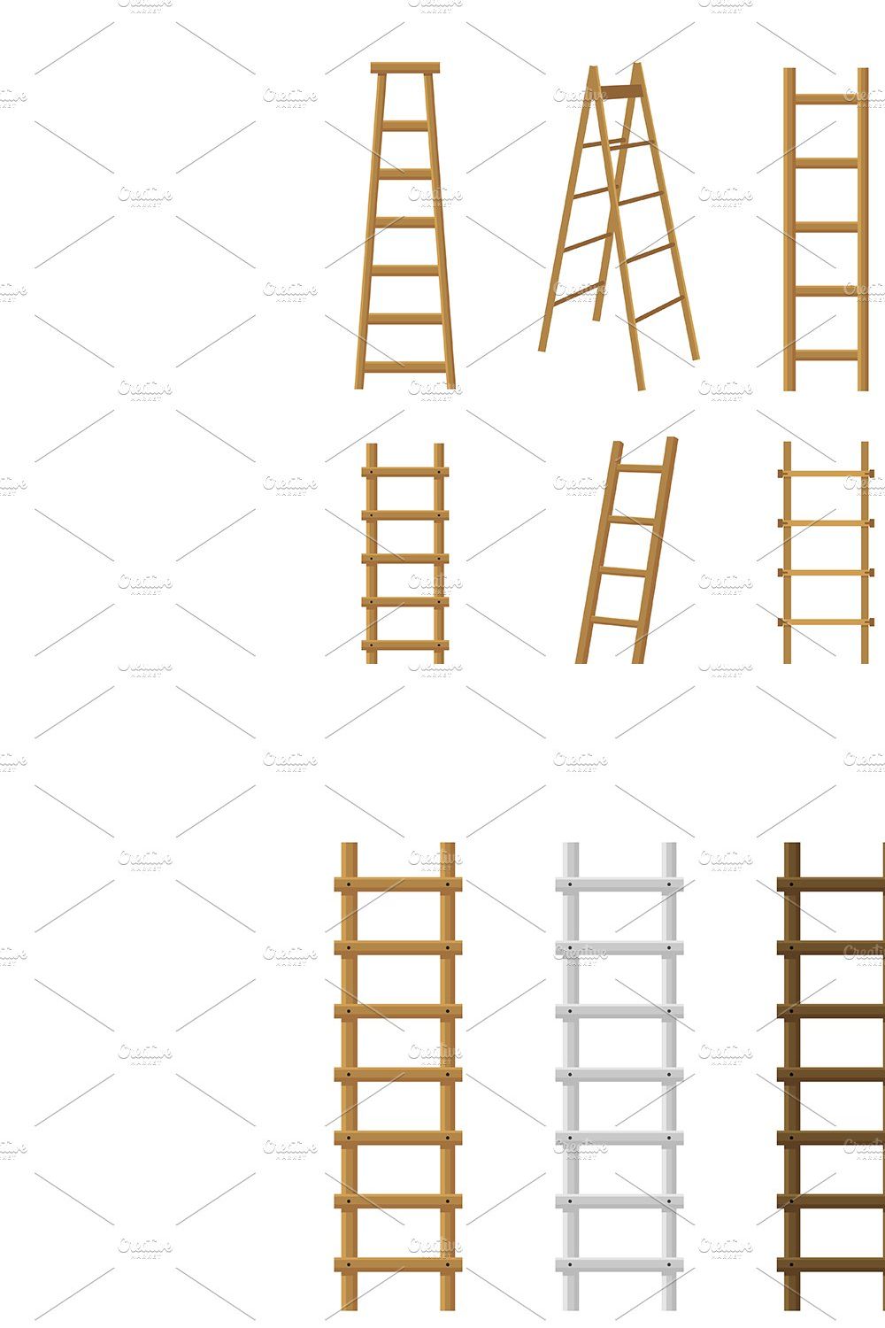 Wooden Stairs Ladders Different Set pinterest preview image.