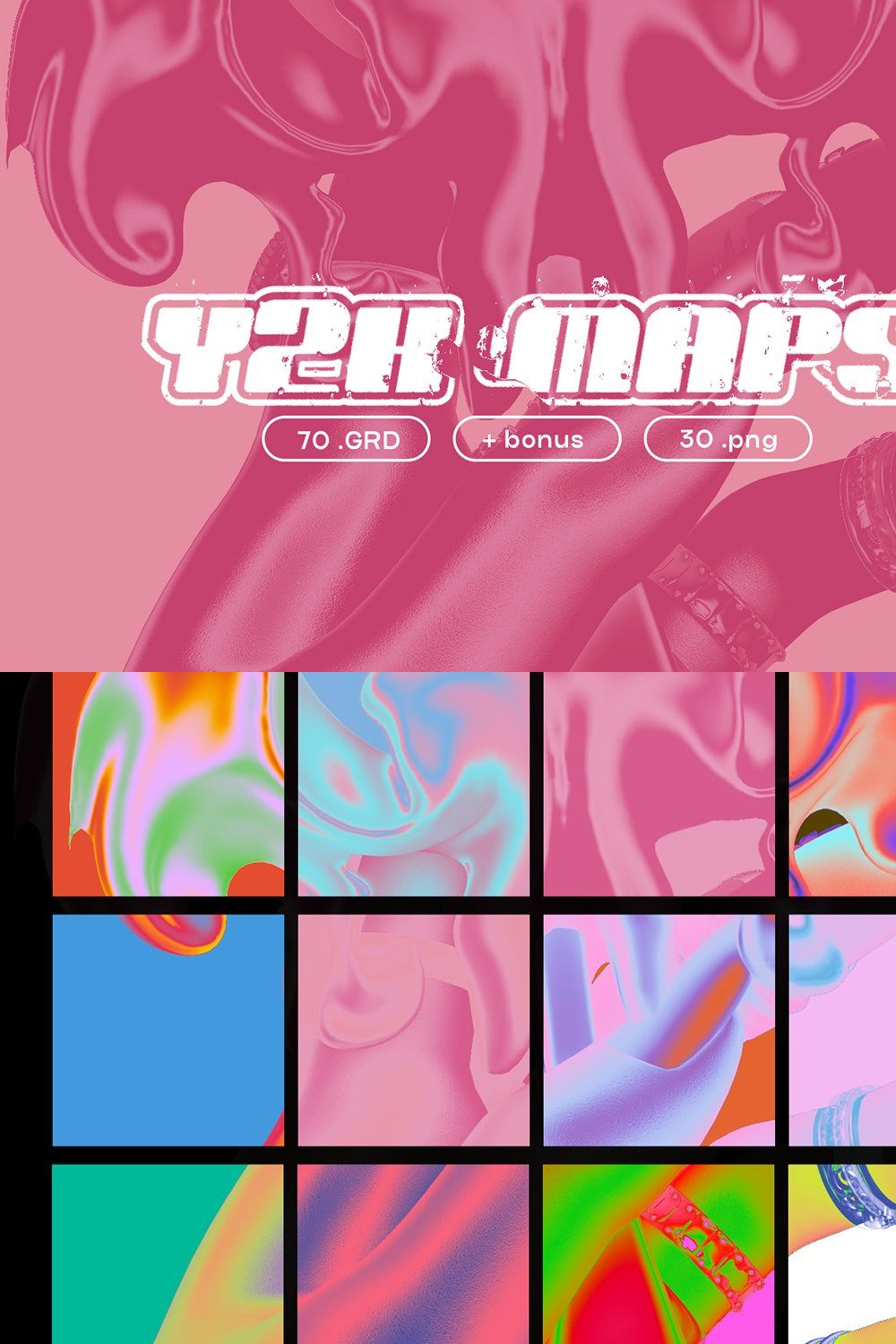 Y2K GRADIENT MAPS + STICKERS pinterest preview image.