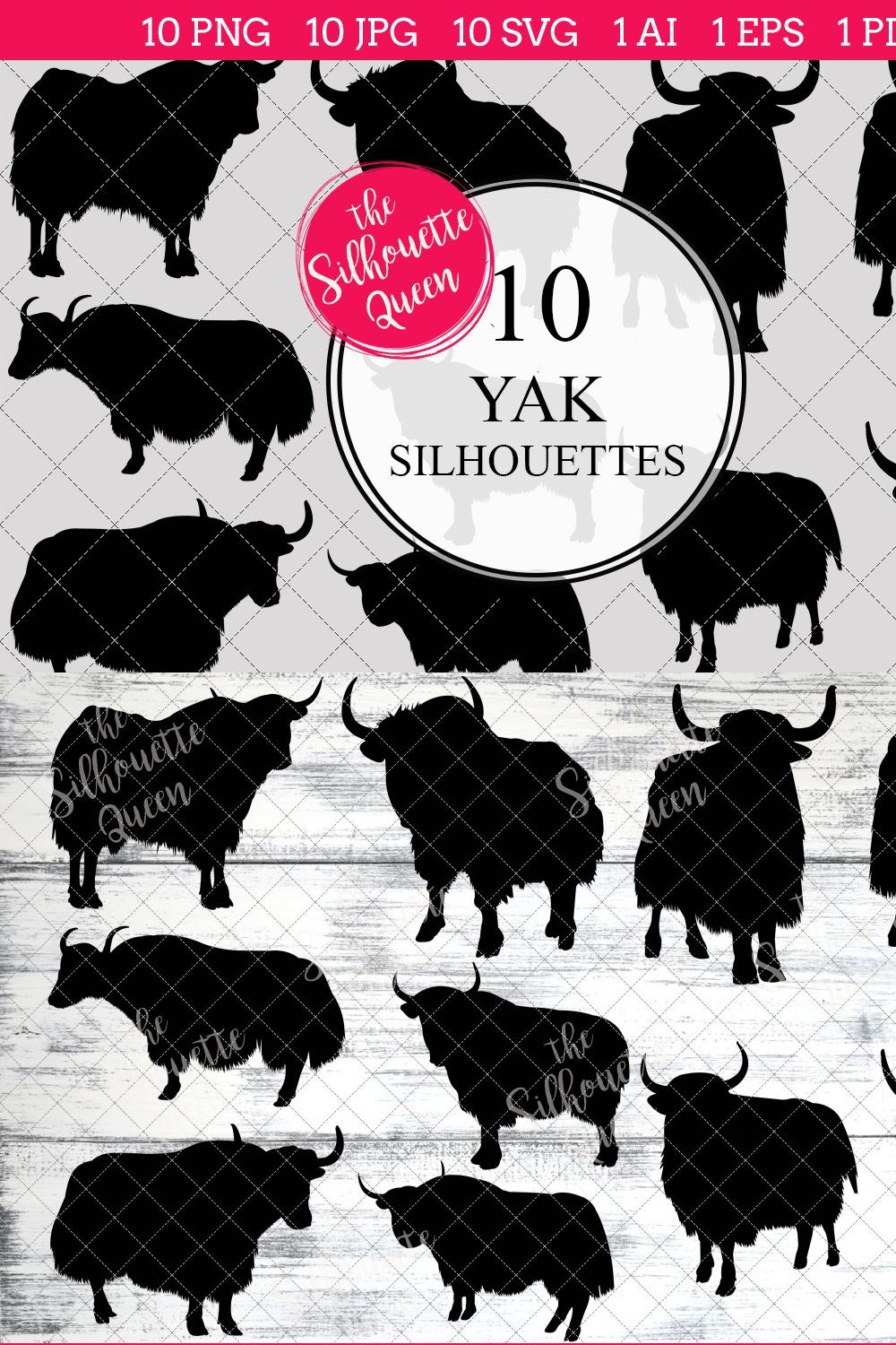 Yak silhouette vector graphics pinterest preview image.
