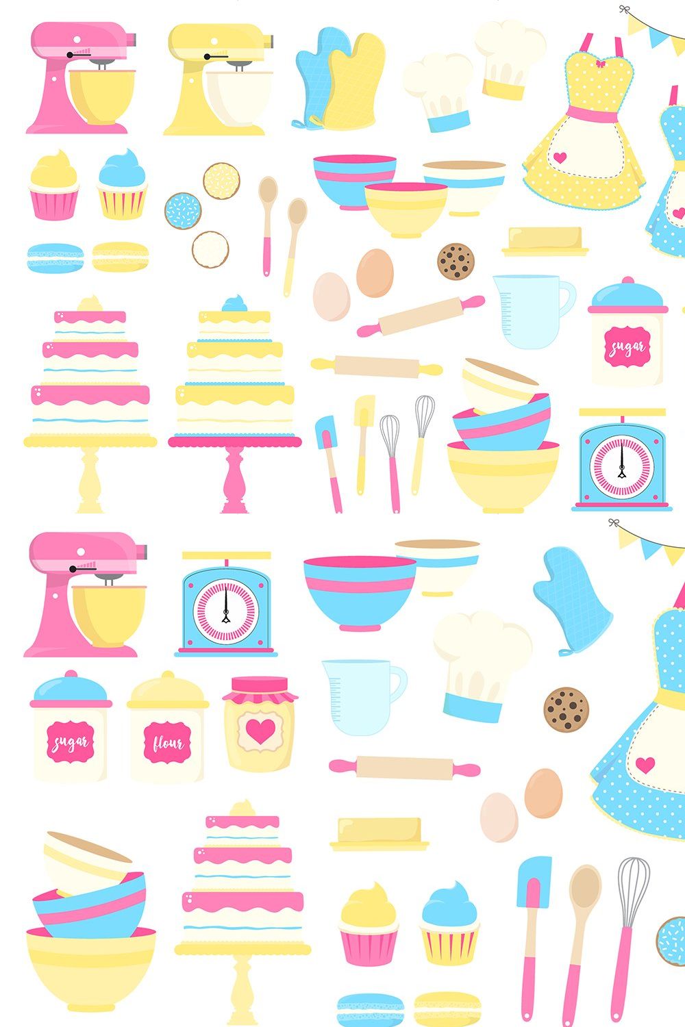 Yellow and Blue Baking Clipart pinterest preview image.