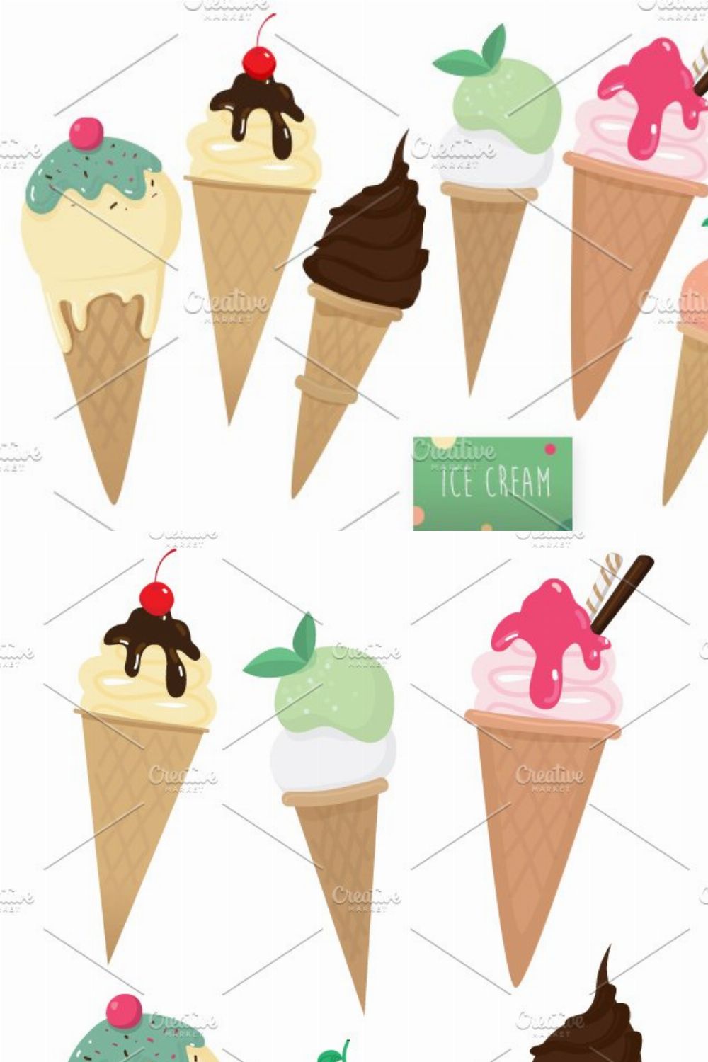 Yumm yumm vector ice cream set pinterest preview image.