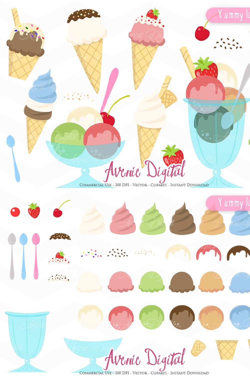 Yummy Ice Cream Clipart - Vectors pinterest preview image.