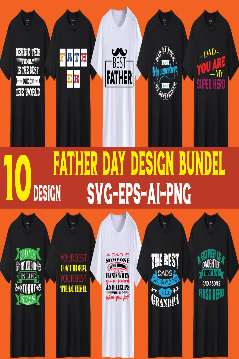 Best Father’s day T-shirt design pinterest preview image.