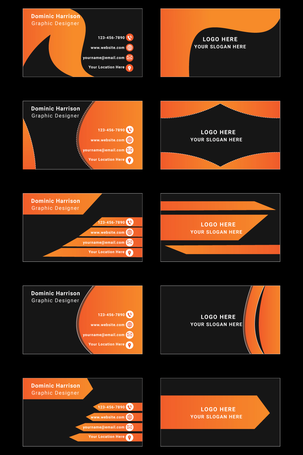 5 business card template bundle pinterest preview image.