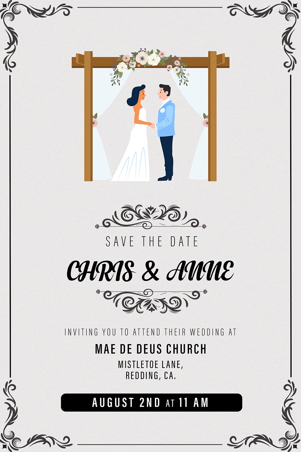 Wedding Invitation Card pinterest preview image.