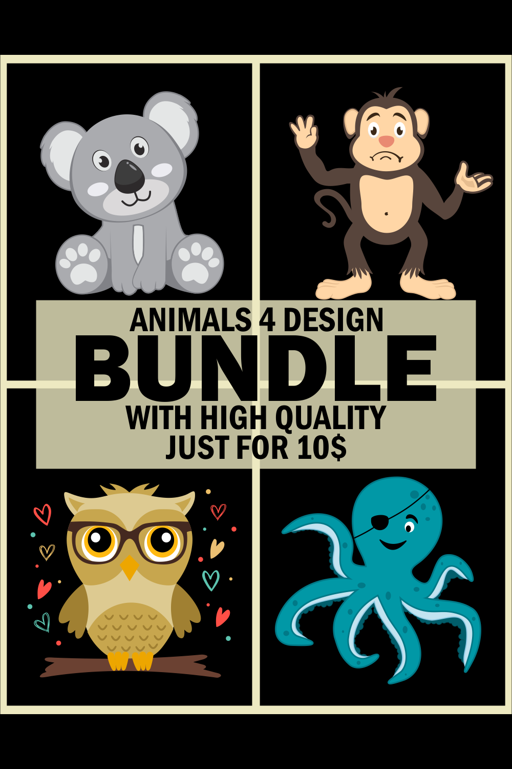 Animals 4 Design Bundle With High Quality Just For 10$ pinterest preview image.