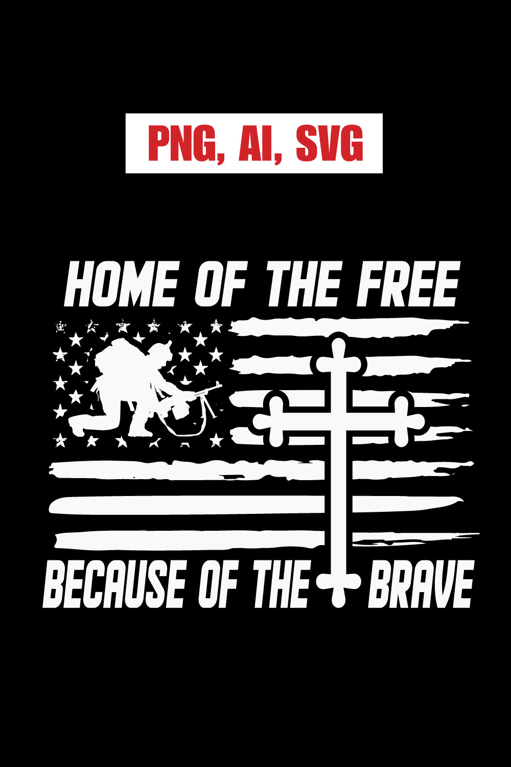 Proudly Wear Your Patriotism with 'Home of the Free Because of the Brave' T-Shirt Designs pinterest preview image.