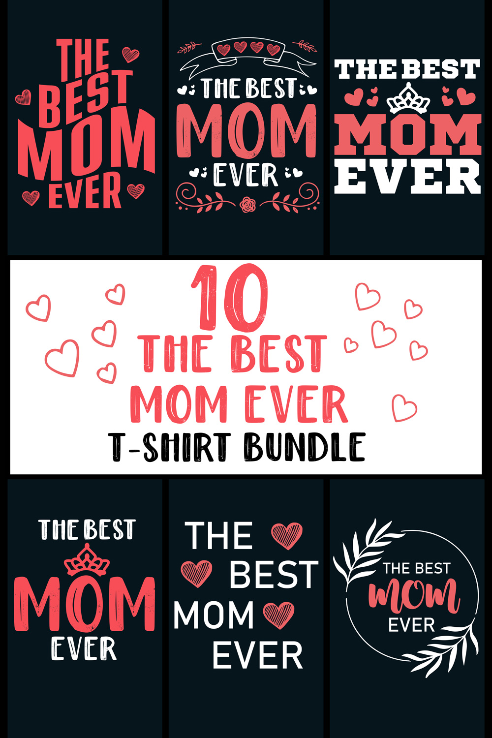 Mother’s Day T-shirt Design Bundle pinterest preview image.