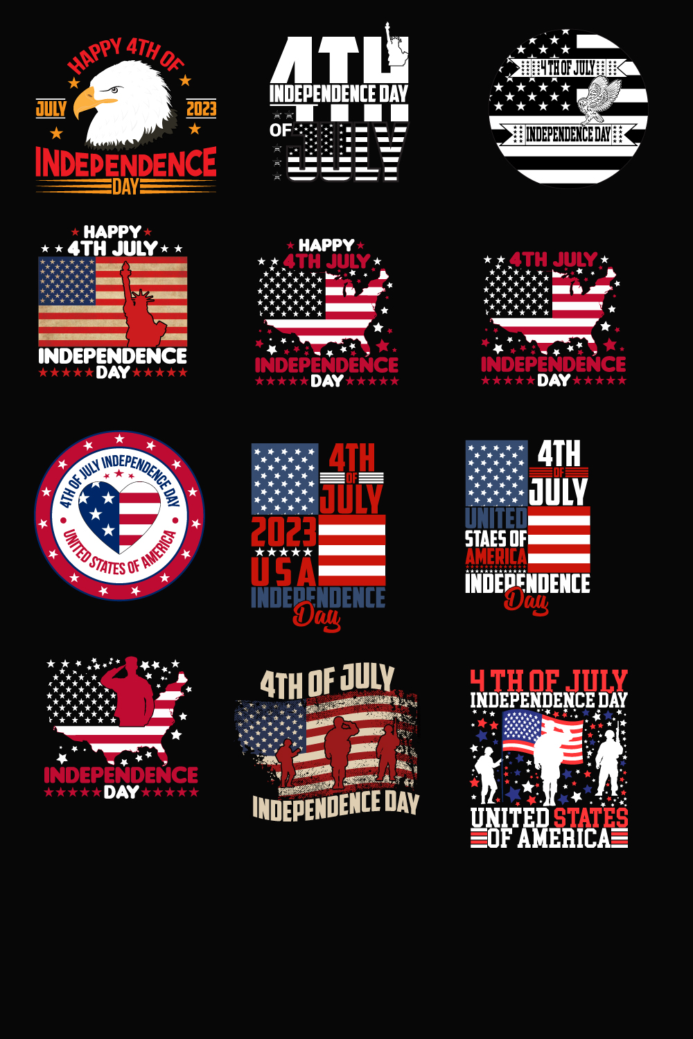 10+ 4th of July t-shirt design, USA t-shirt design, independence t-shirt design bundle pinterest preview image.