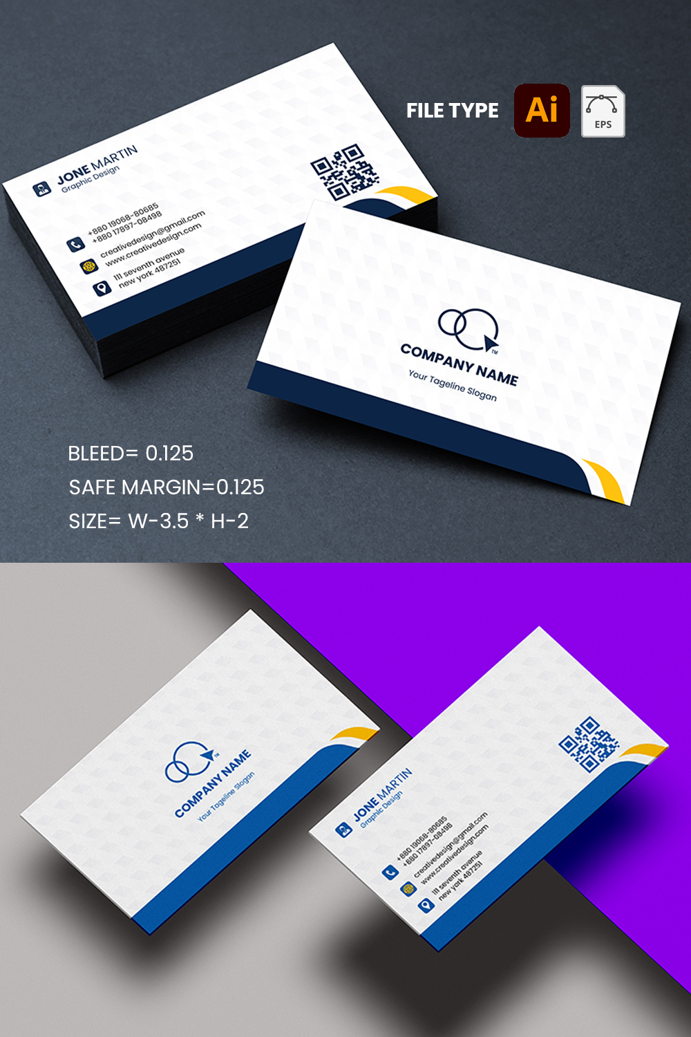 Business card pinterest preview image.