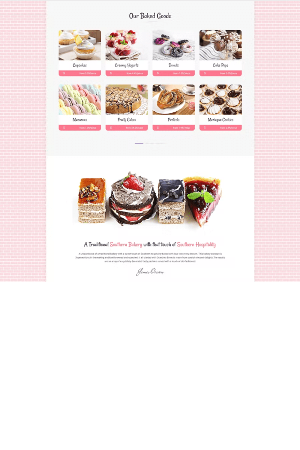 Free Creative Bakery and Pastry Business One Page HTML5 Template pinterest preview image.