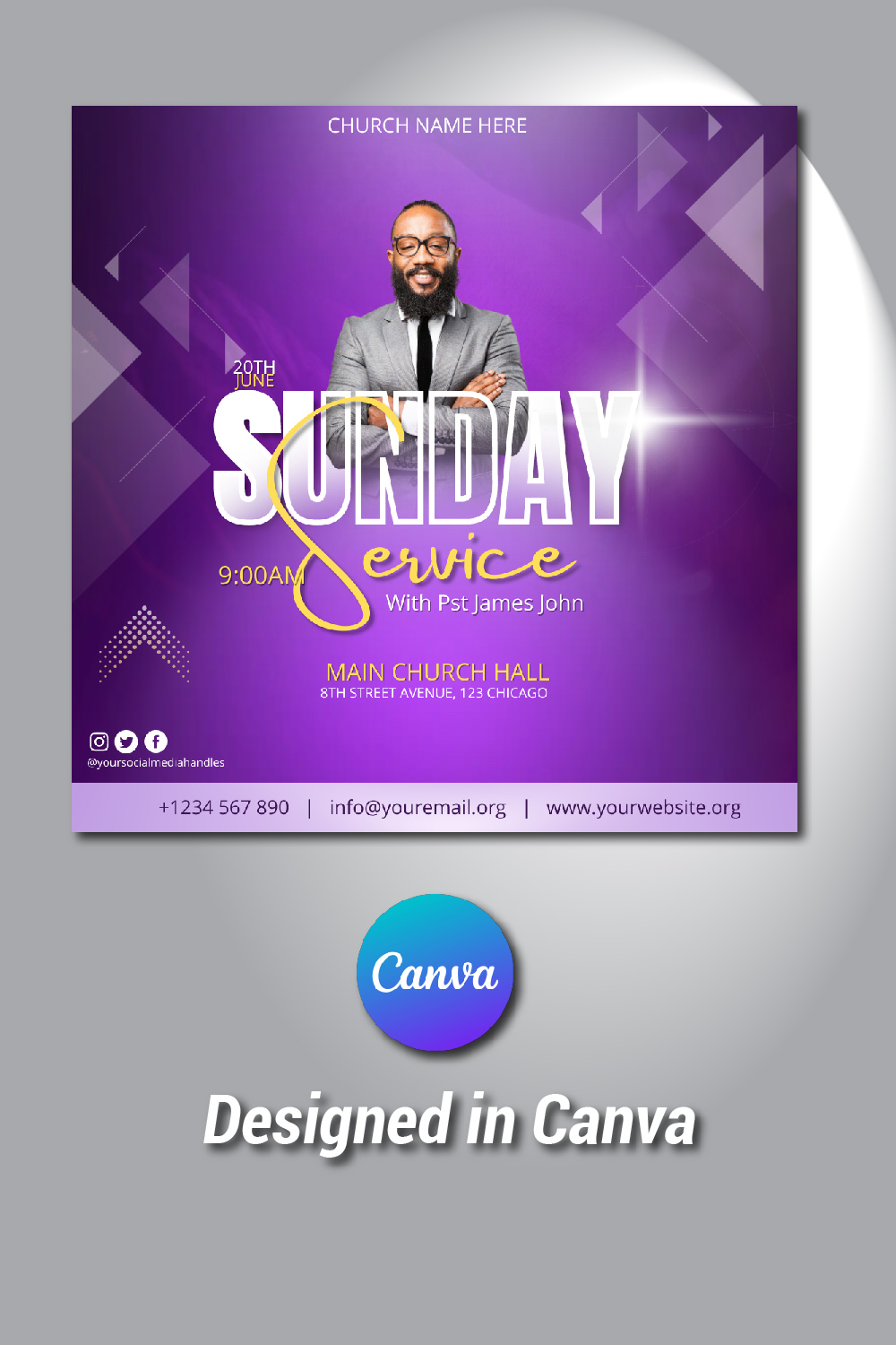 Church Flyer Canva Template pinterest preview image.