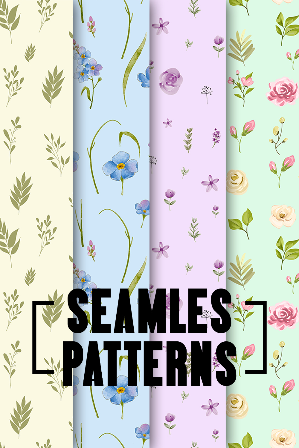 Floral Seamless Patterns pinterest preview image.
