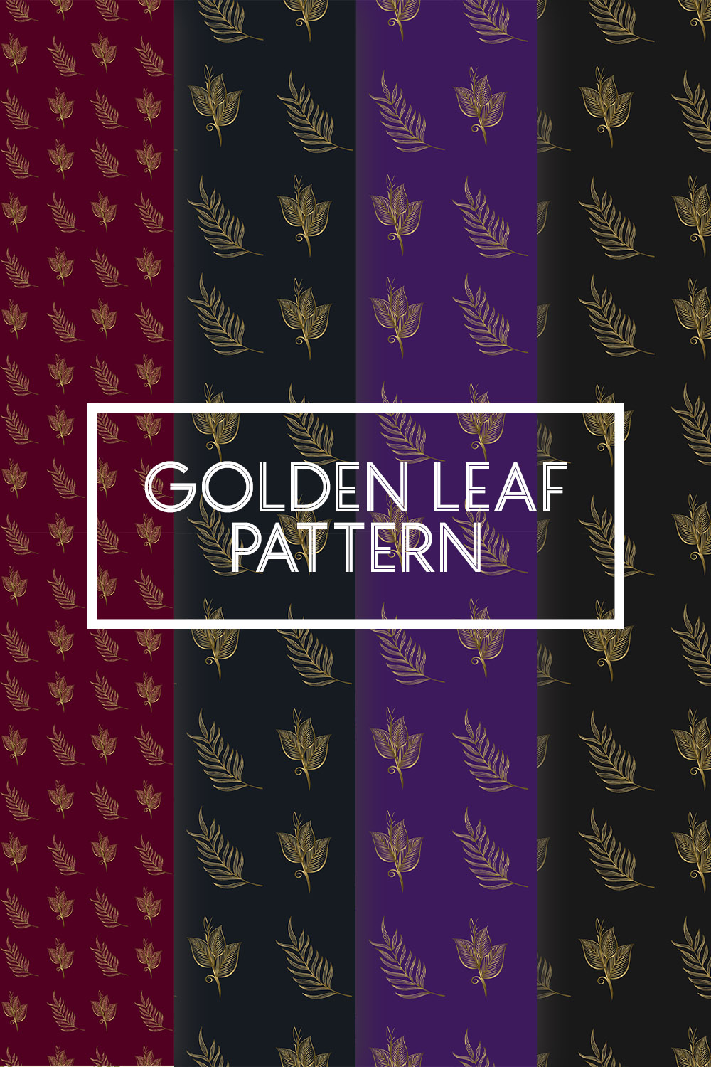 Golden Leaf Seamless Pattern pinterest preview image.