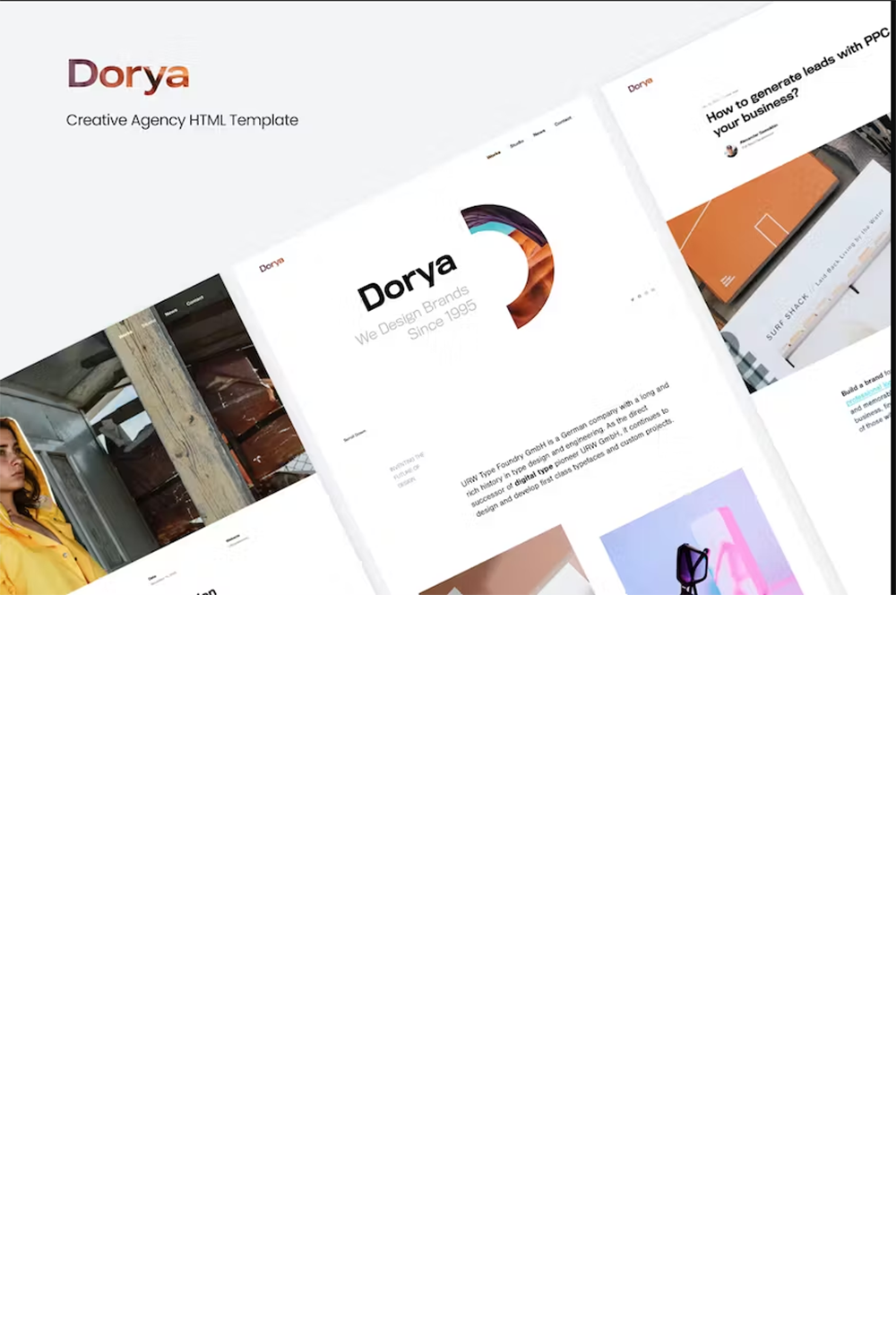 Free Creative Agency Website Template pinterest preview image.