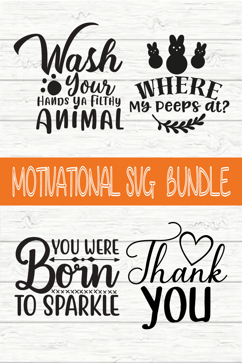 Motivational Svg Typography Bundle vol 45 pinterest preview image.